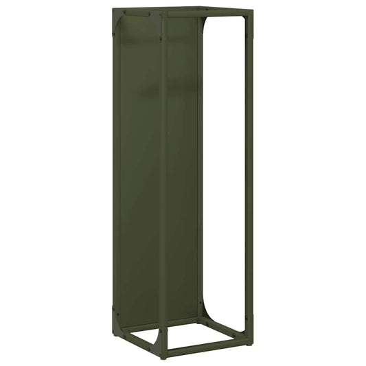 vidaXL Ράφι για καυσόξυλα Ελαιοπράσινο 25x25x80cm Ατσάλι ψυχρής έλασης