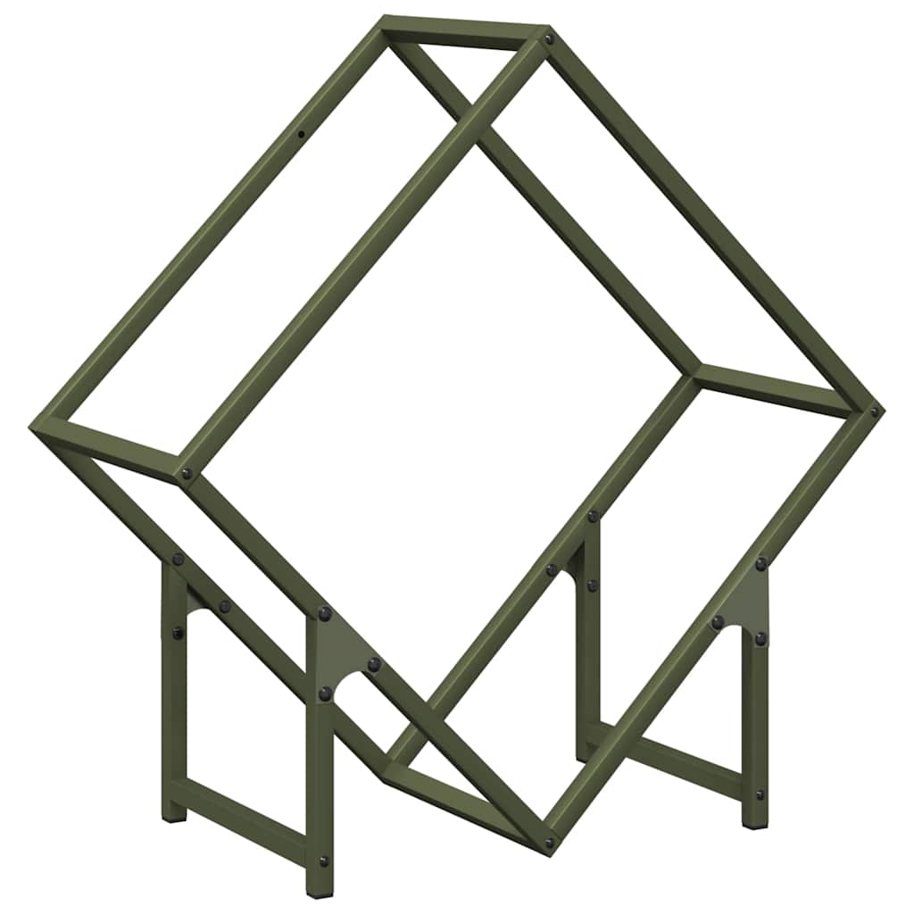 vidaXL Ράφι για καυσόξυλα Ελαιοπράσινο 60x25x60cm Ατσάλι ψυχρής έλασης