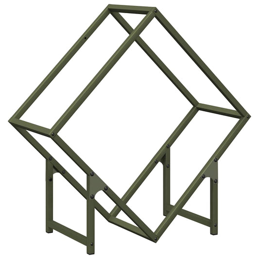 vidaXL Ράφι για καυσόξυλα Ελαιοπράσινο 60x25x60cm Ατσάλι ψυχρής έλασης