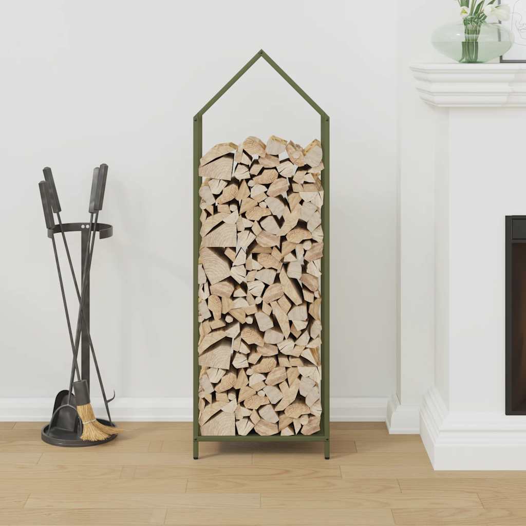 vidaXL Ράφι για καυσόξυλα Ελαιοπράσινο Ατσάλι ψυχρής έλασης