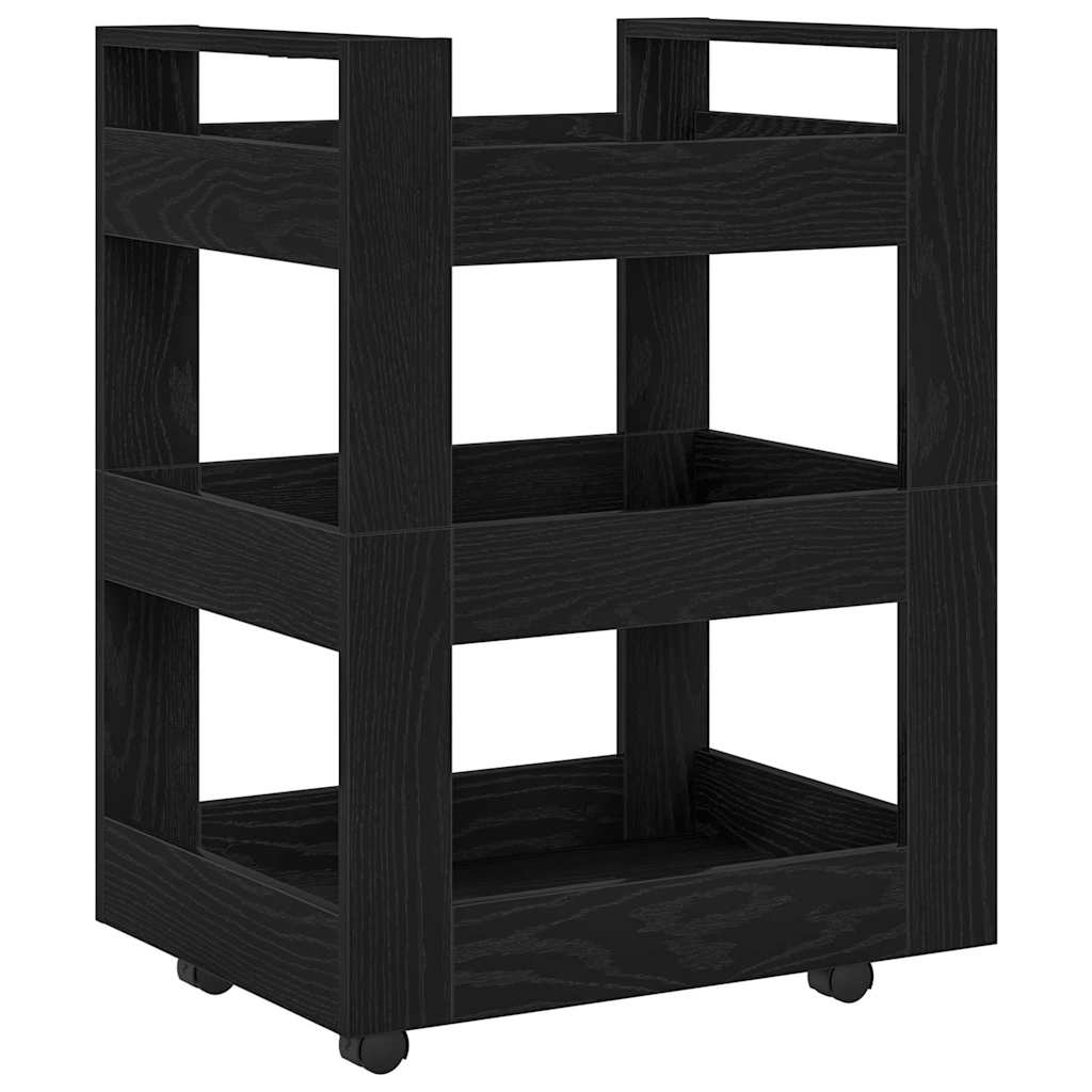 vidaXL Καρότσι Κουζίνας Μαύρη δρυς 60 x 45 x 80 εκ Επεξεργασμένο ξύλο