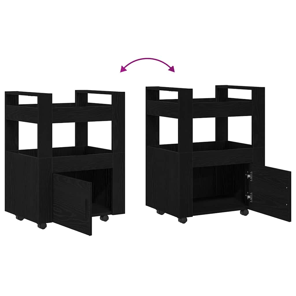 vidaXL Καρότσι Κουζίνας Μαύρη δρυς 60 x 45 x 80 εκ Επεξεργασμένο ξύλο