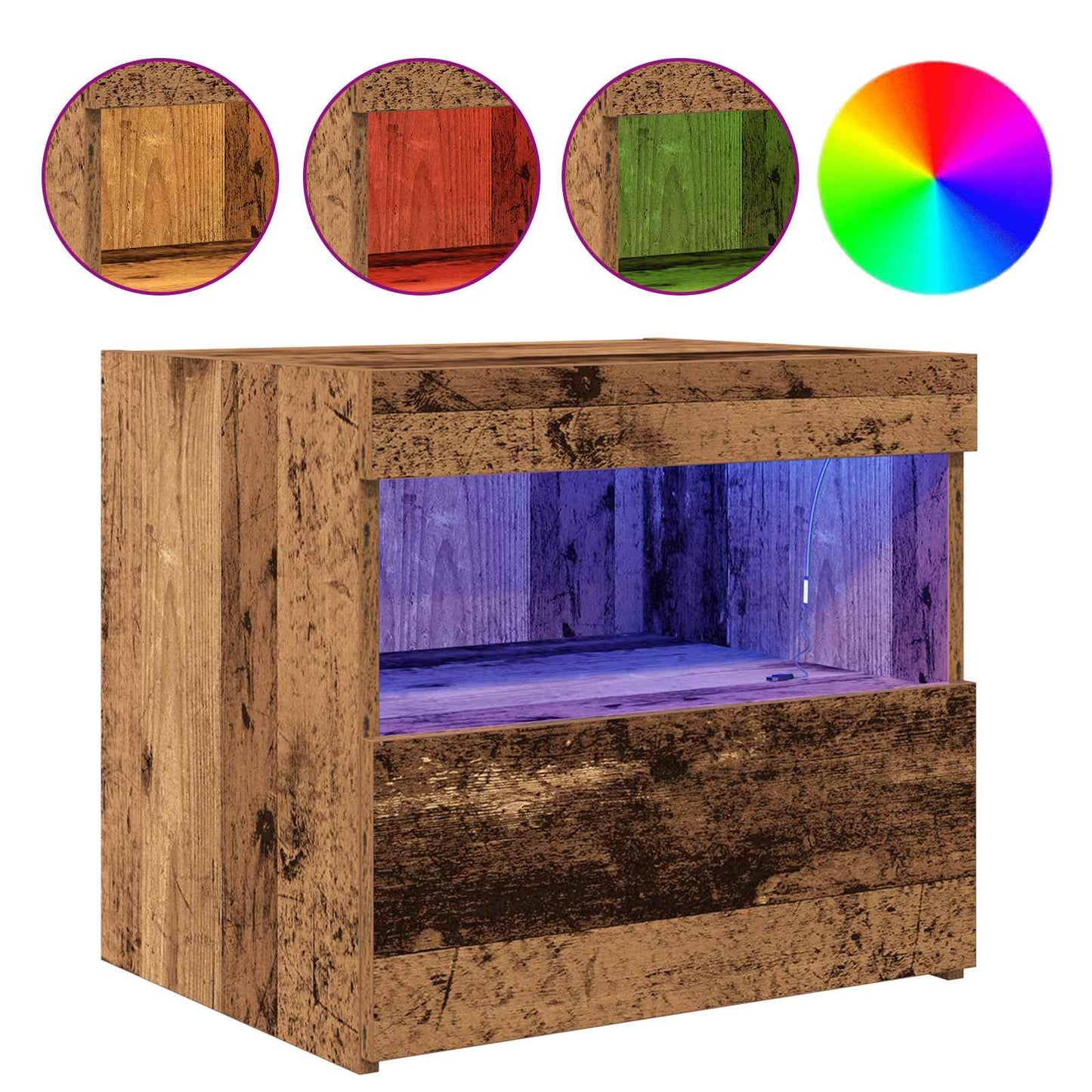 vidaXL Κομοδίνο Παλιό ξύλο 50 x 40 x 45 cm Επεξεργασμένο ξύλο