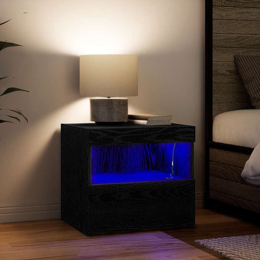 vidaXL Κομοδίνο Μαύρη Οξυά 50 x 40 x 45 cm Επεξεργασμένο ξύλο