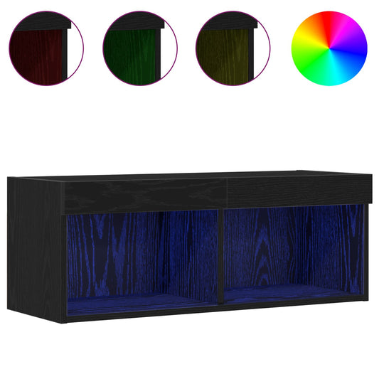 vidaXL Σετ επίπλου τηλεόρασης Επιτοίχιο Μαύρη Οξυά 80 x 30 x 30 εκ