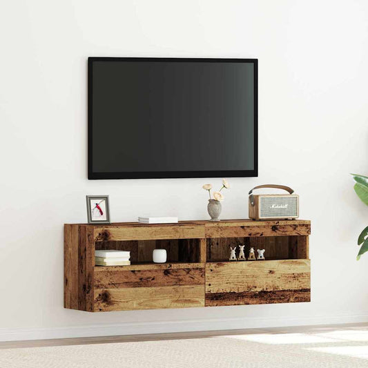 vidaXL Ντουλάπι Τηλεόρασης Τοίχου 2 pcs Παλαιό ξύλο 60 x 30 x 40 εκ.