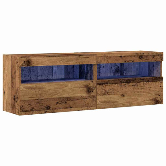 vidaXL Ντουλάπι Τηλεόρασης Τοίχου 2 pcs Παλαιό ξύλο 60 x 30 x 40 εκ.