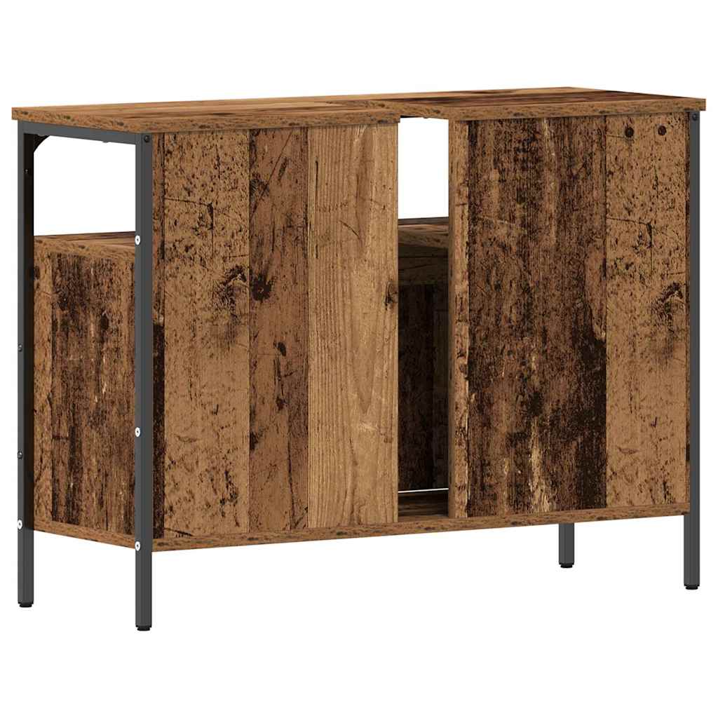 vidaXL Ντουλάπι νιπτήρα μπάνιου με ράφι Παλαιό ξύλο 80 x 30 x 60 cm