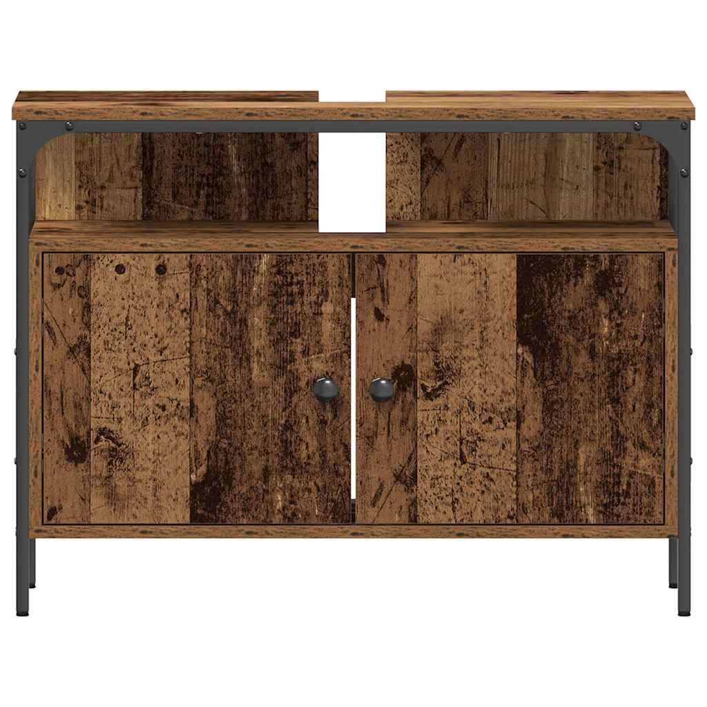 vidaXL Ντουλάπι νιπτήρα μπάνιου με ράφι Παλαιό ξύλο 80 x 30 x 60 cm