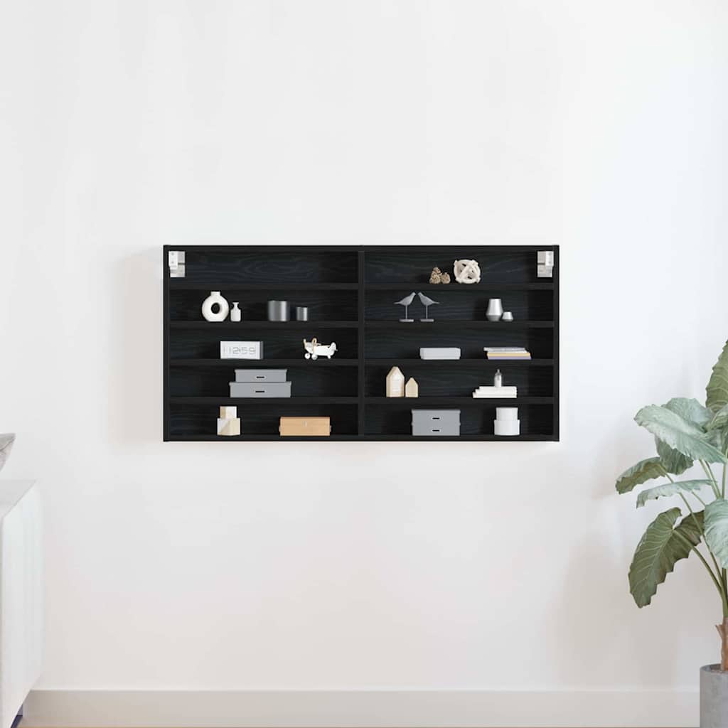 vidaXL Βιτρίνα με ράφι Μαύρη Οξυά 100 x 8,5 x 50 cm Επεξεργασμένο ξύλο