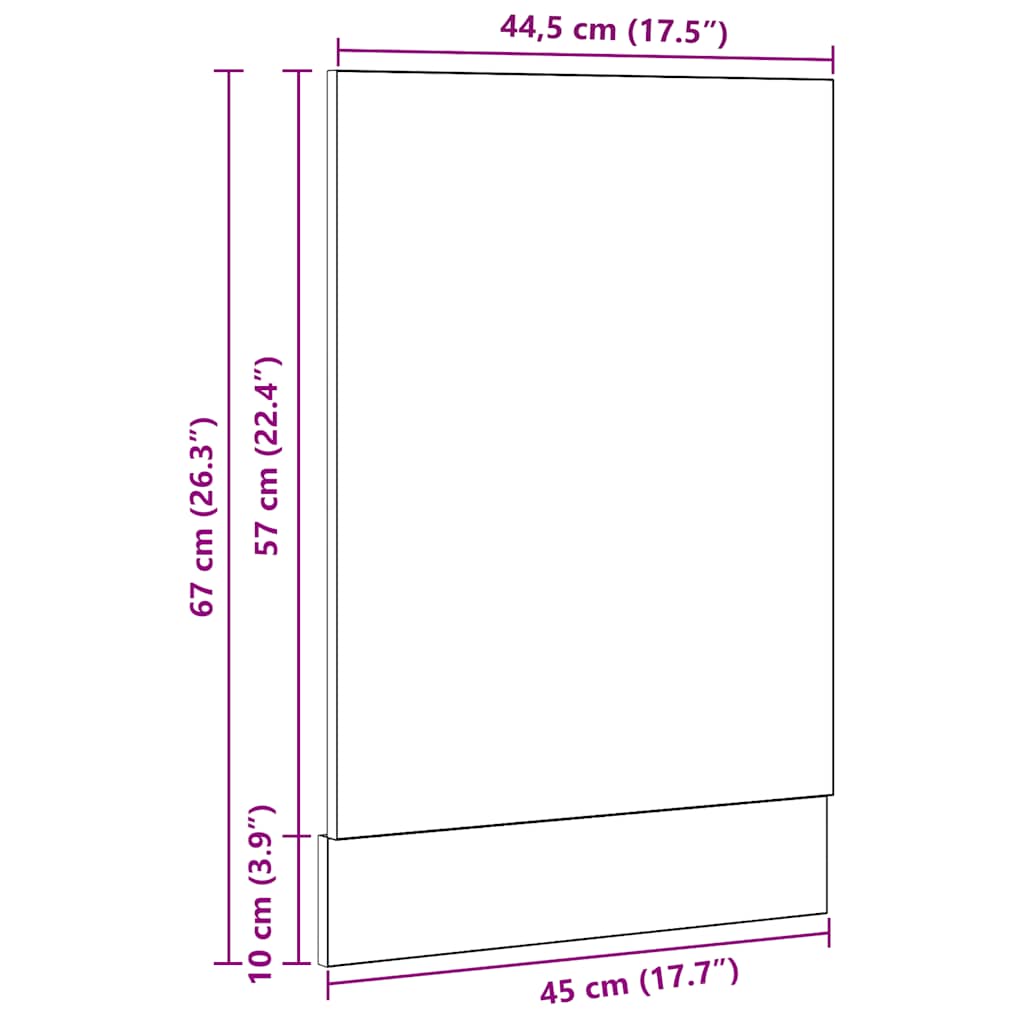 vidaXL Πλαίσιο Πλυντηρίου Πιάτων Lyon Μαύρο Δρυς 45x1,5x67 εκ. από Τεχνητό Ξύλο