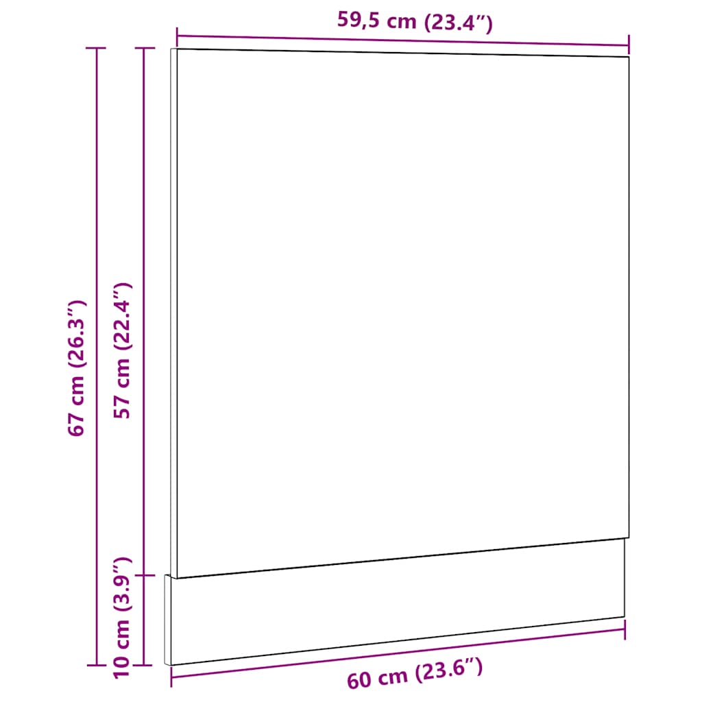 vidaXL Πλαίσιο Πλυντηρίου Πιάτων Lyon Μαύρο Δρυς 60x1,5x67 εκ. από Τεχνητό Ξύλο