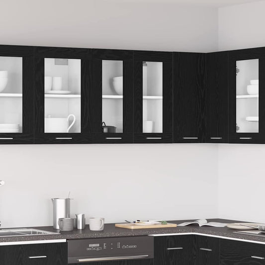 vidaXL Κρεμαστή Γυάλινη Ντουλάπα Riga Μαύρη δρυς 60 x 31 x 60 εκ.