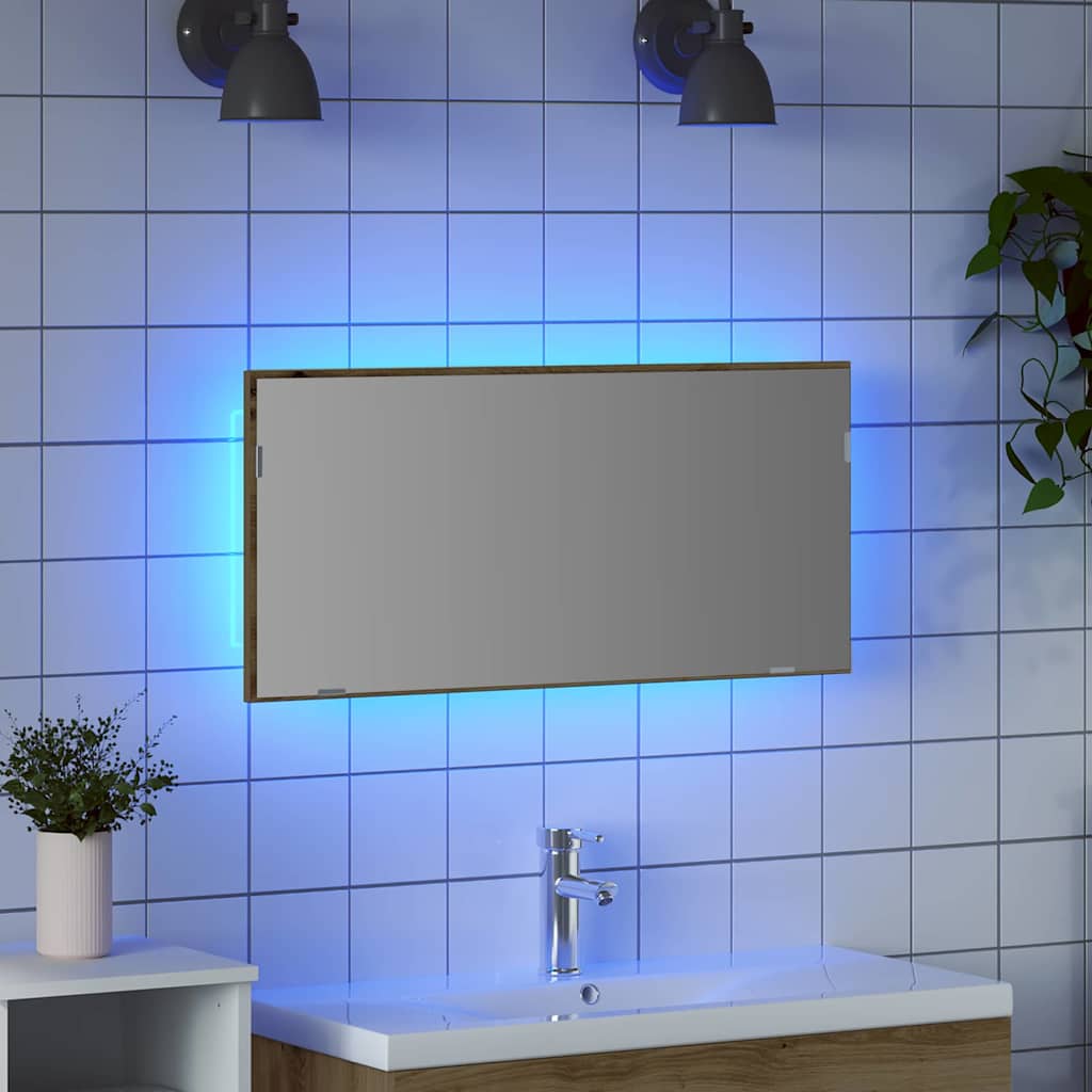 vidaXL Καθρέφτης Μπάνιου Επιτοίχιο artisan δρυς 80 x 8.5 x 37 εκ