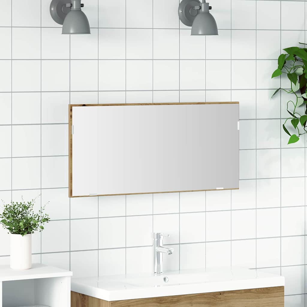vidaXL Καθρέφτης Μπάνιου Επιτοίχιο artisan δρυς 80 x 8.5 x 37 εκ