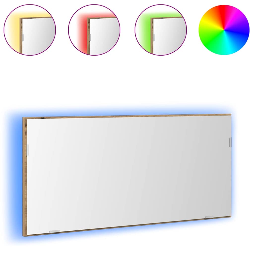 vidaXL Καθρέφτης Μπάνιου Επιτοίχιο artisan δρυς 80 x 8.5 x 37 εκ