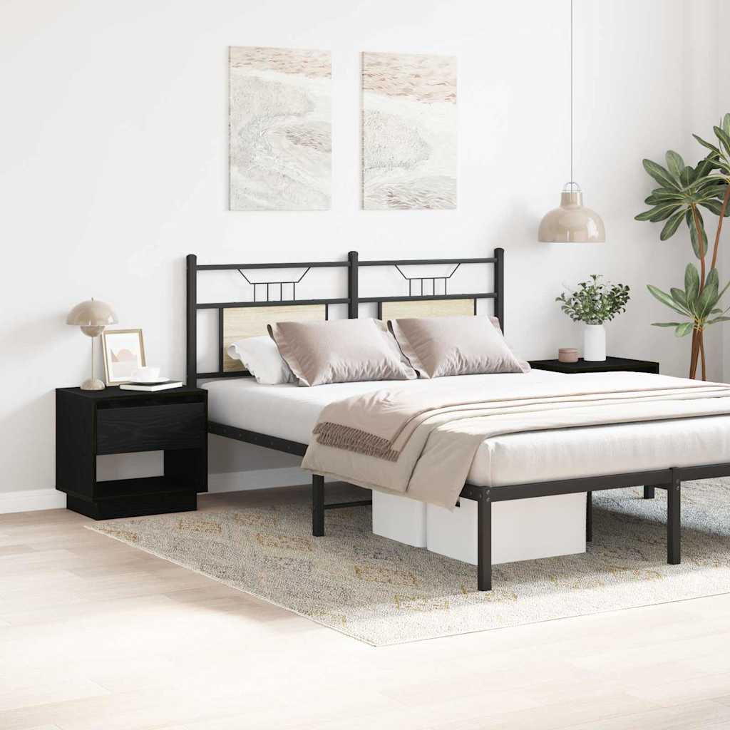 vidaXL Κομοδίνο 2 pcs Μαύρη Οξυά 45 x 34 x 44 εκ Επεξεργασμένο ξύλο