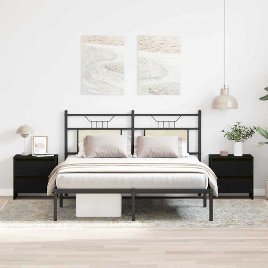 vidaXL Κομοδίνο 2 pcs Μαύρη Οξυά 45 x 34 x 44,5 εκ Επεξεργασμένο ξύλο