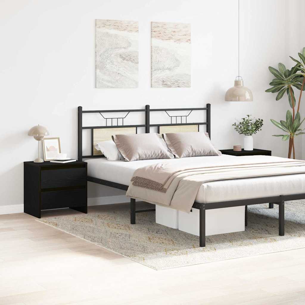 vidaXL Κομοδίνο 2 pcs Μαύρη Οξυά 45 x 34 x 44,5 εκ Επεξεργασμένο ξύλο