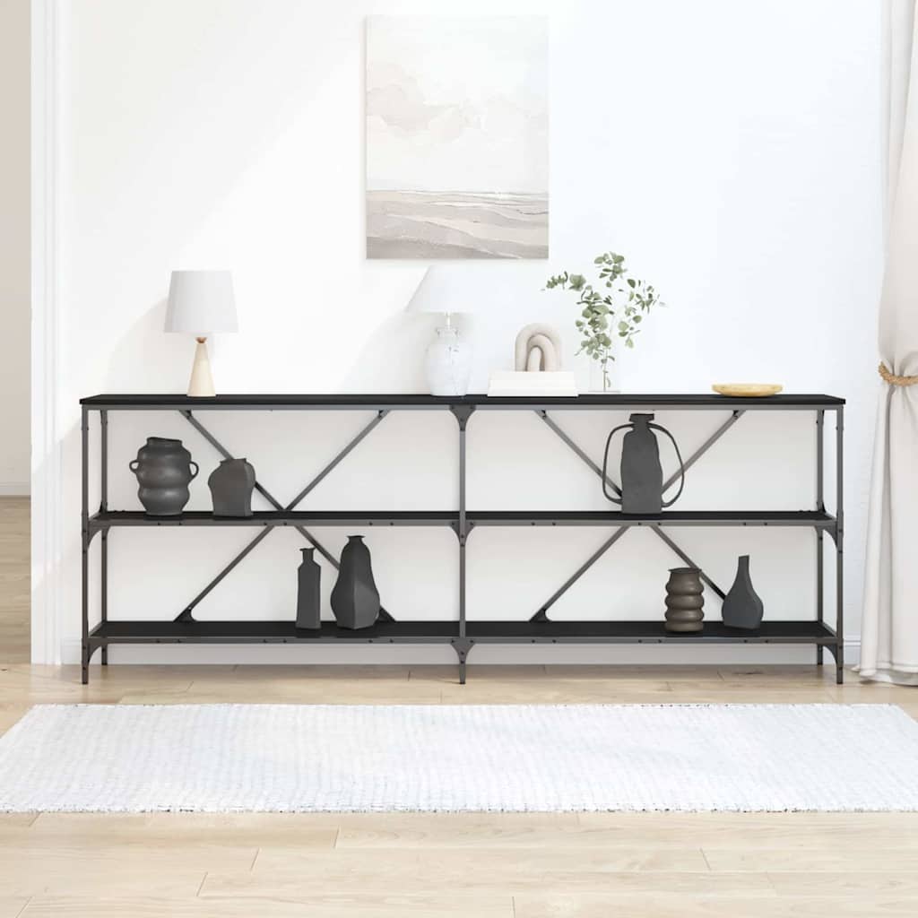 vidaXL Τραπέζι κονσόλας Μαύρο 200 x 30 x 75 εκ. Επεξεργασμένο ξύλο
