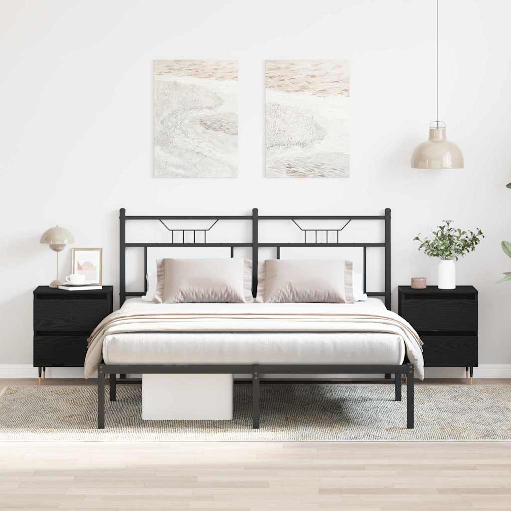 vidaXL Κομοδίνο 2 pcs Μαύρη Οξυά 40 x 35 x 50 εκ. Επεξεργασμένο ξύλο