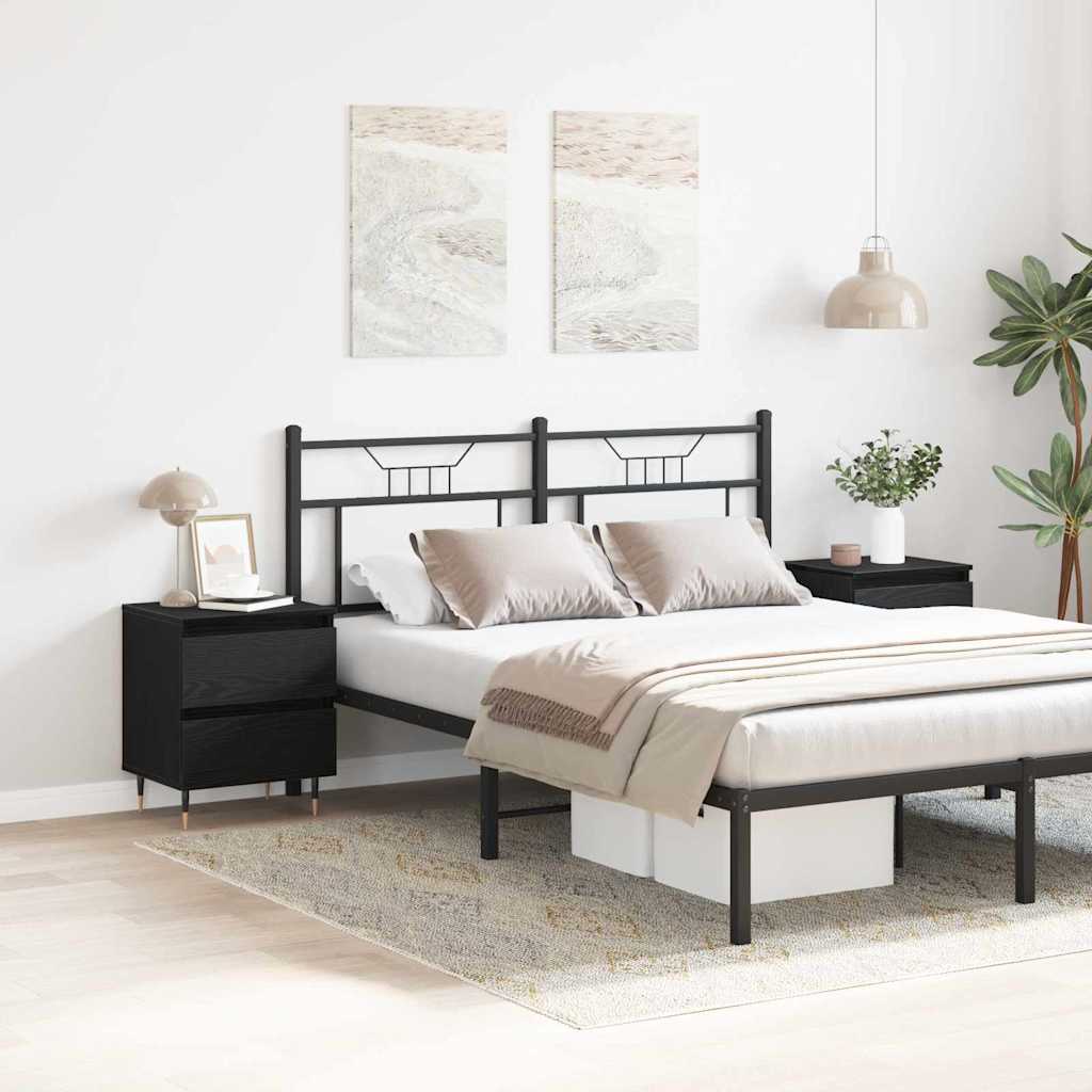 vidaXL Κομοδίνο 2 pcs Μαύρη Οξυά 40 x 35 x 50 εκ. Επεξεργασμένο ξύλο