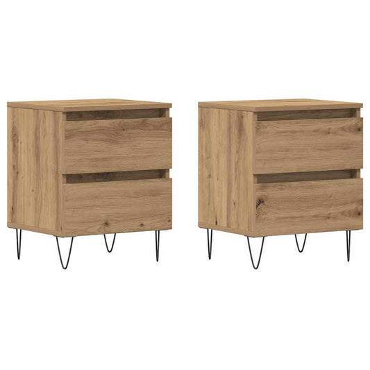 vidaXL Κομοδίνο 2 pcs artisan δρυς 40 x 35 x 50 εκ. Επεξεργασμένο ξύλο