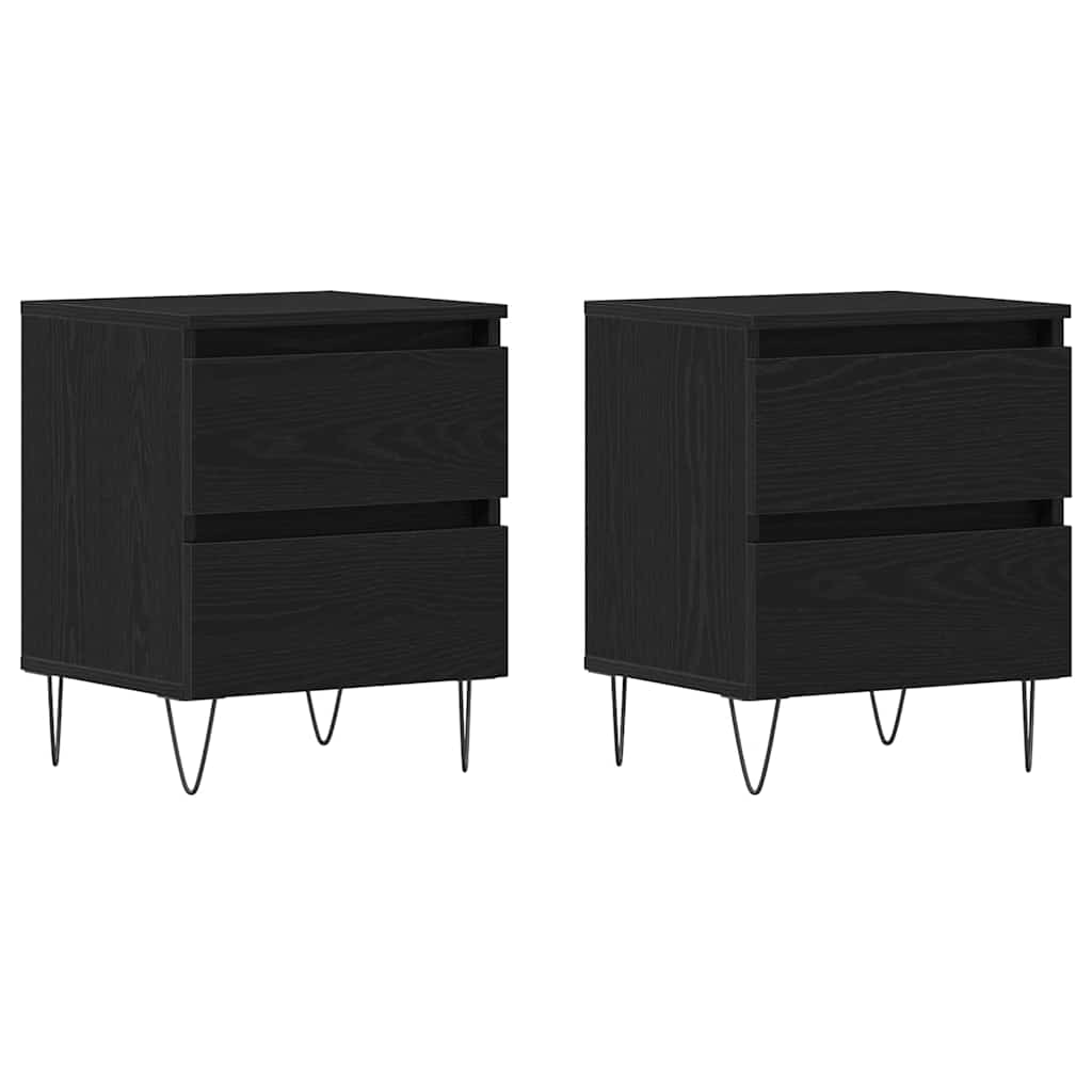 vidaXL Κομοδίνο 2 pcs Μαύρη δρυς 40 x 35 x 50 εκ. Επεξεργασμένο ξύλο