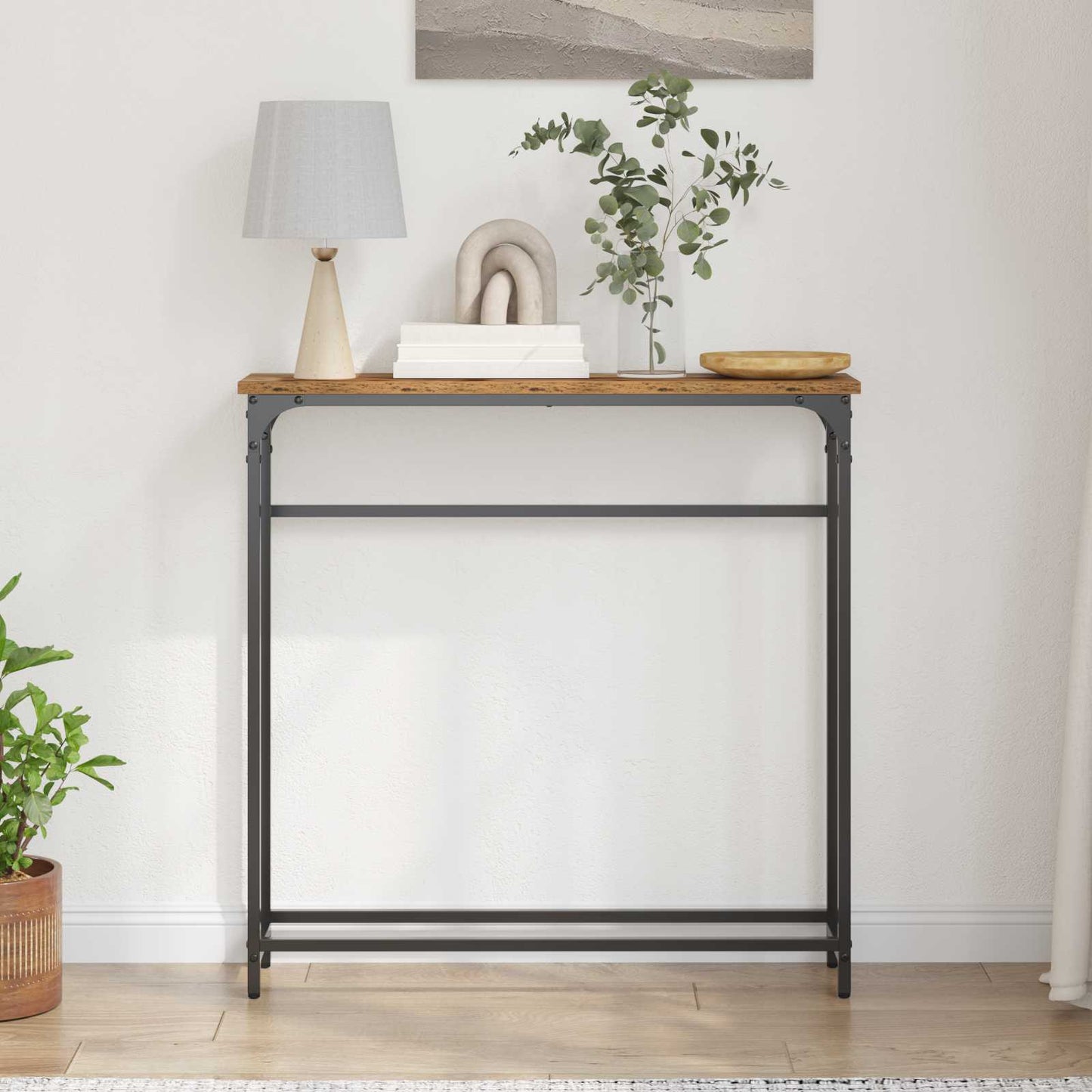 vidaXL Τραπέζι Κονσόλας με ράφι Παλιό Ξύλο 75 x 19.5 x 75 εκ.