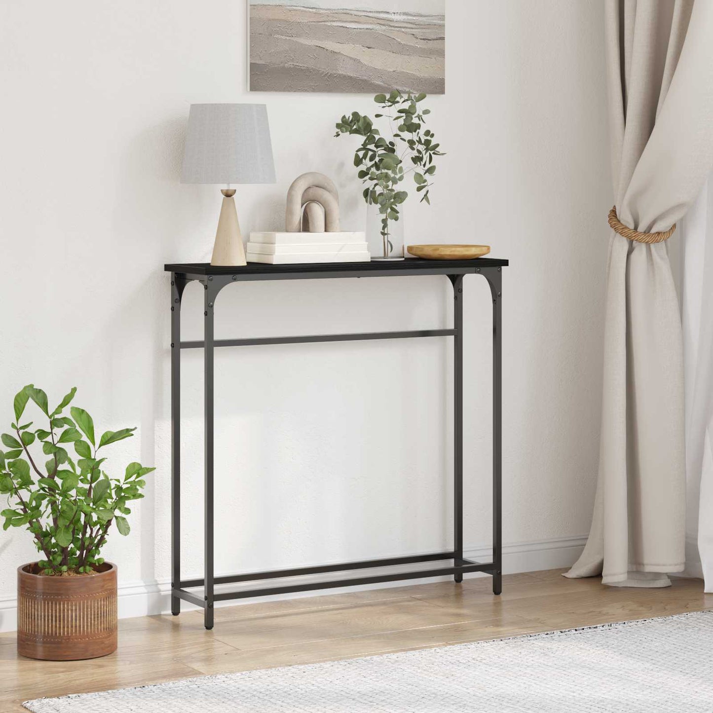 vidaXL Τραπέζι Κονσόλας με ράφι Μαύρη δρυς 75 x 19.5 x 75 εκ.