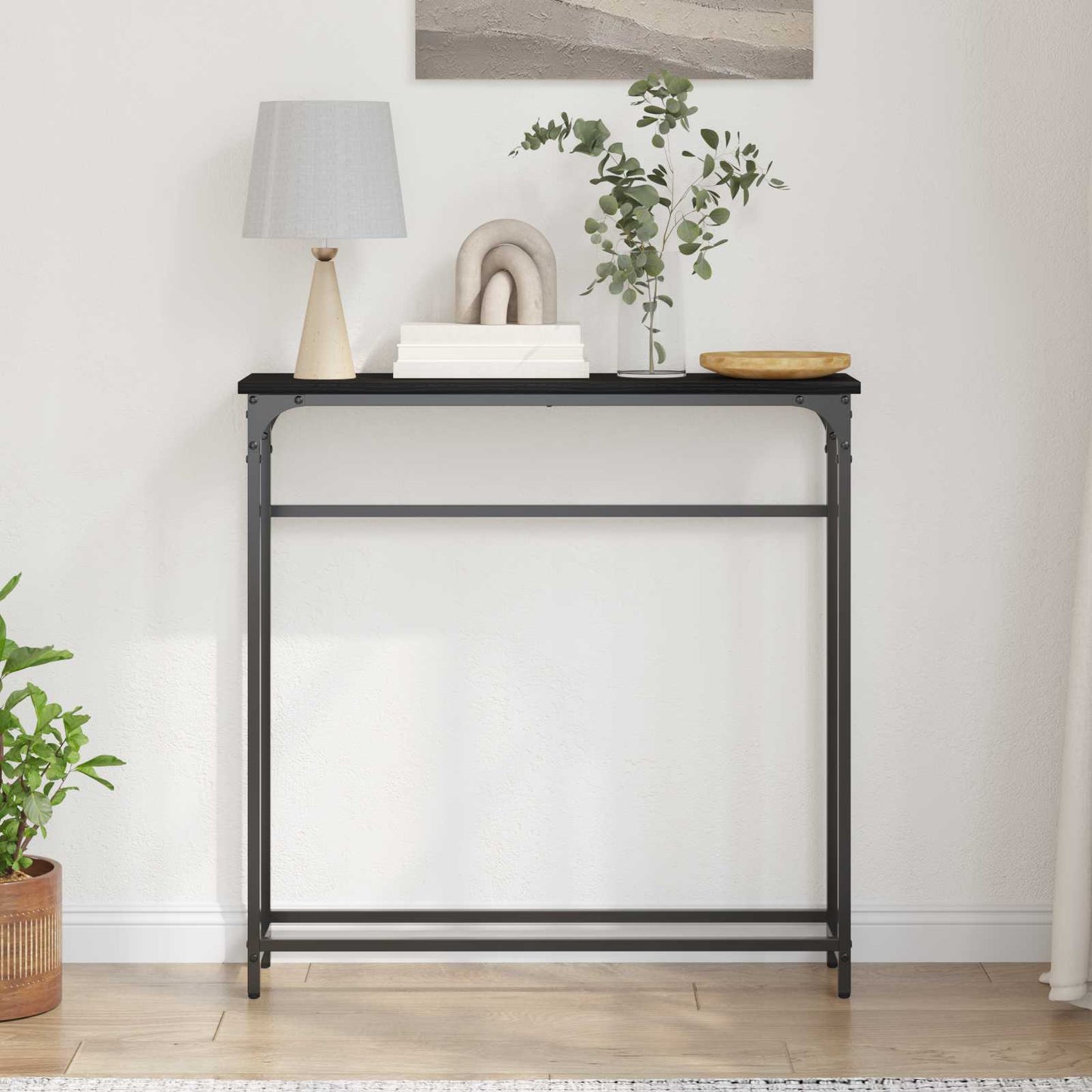 vidaXL Τραπέζι Κονσόλας με ράφι Μαύρη δρυς 75 x 19.5 x 75 εκ.