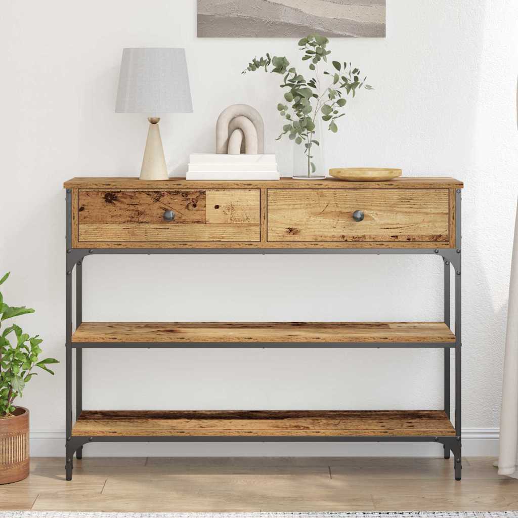 vidaXL Τραπέζι κονσόλας με συρτάρι Παλιό ξύλο 100 x 25 x 75 εκ.