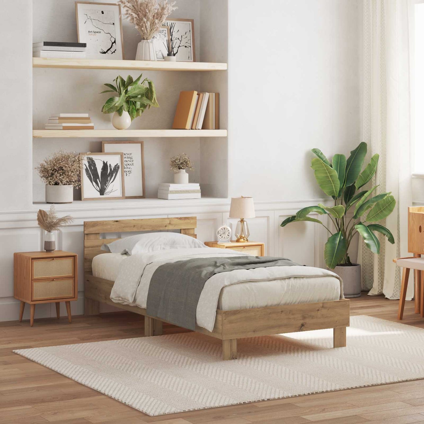 vidaXL Σκελετός Κρεβατιού Artisan Oak 90 x 190 cm Επεξεργασμένο Ξύλο