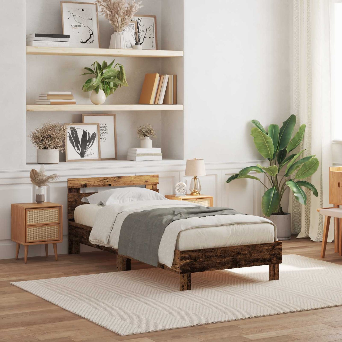 vidaXL Σκελετός Κρεβατιού Παλιό ξύλο 75 x 190 cm Επεξεργασμένο ξύλο