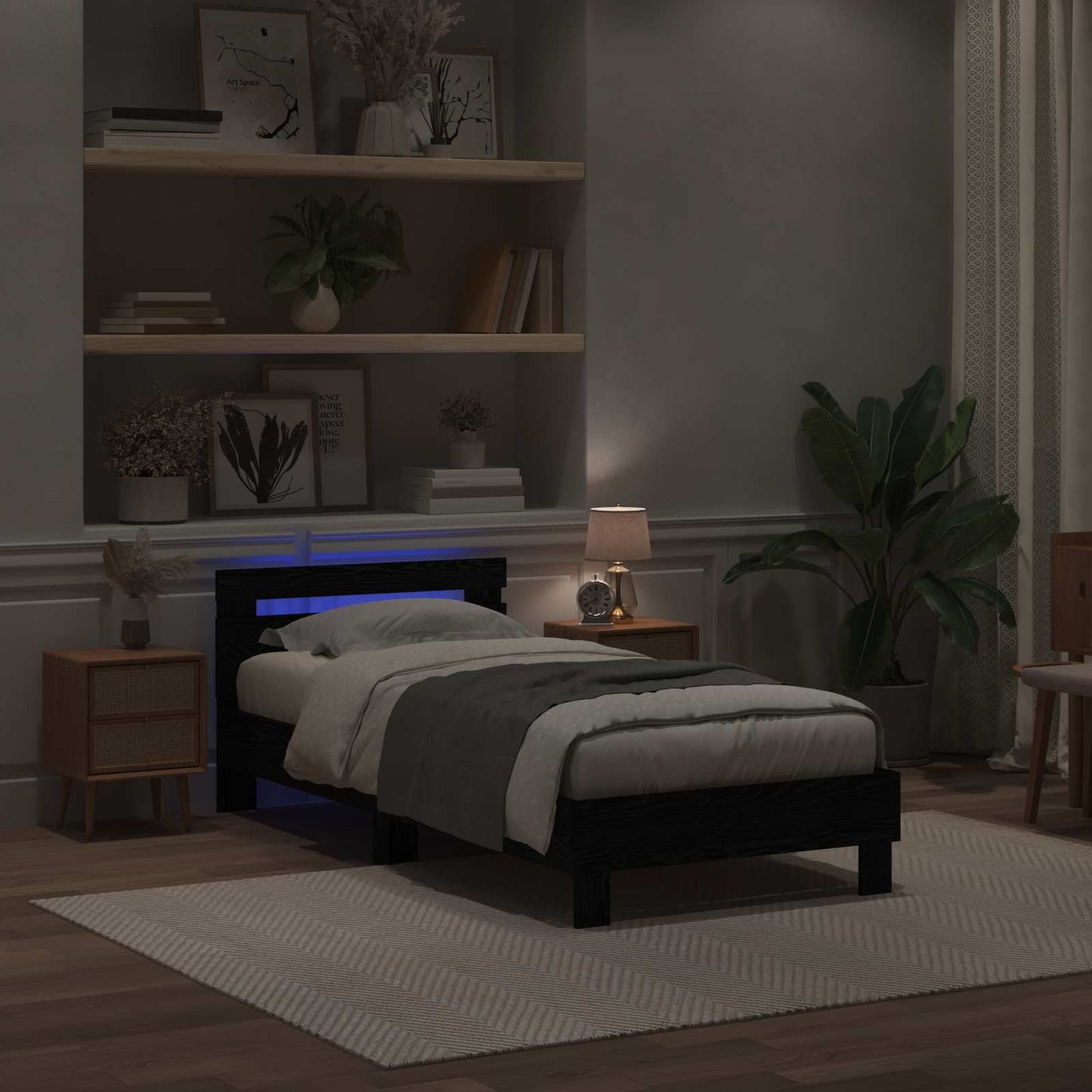 vidaXL Σκελετός Κρεβατιού Μαύρη Οξυά 75 x 190 cm Επεξεργασμένο ξύλο