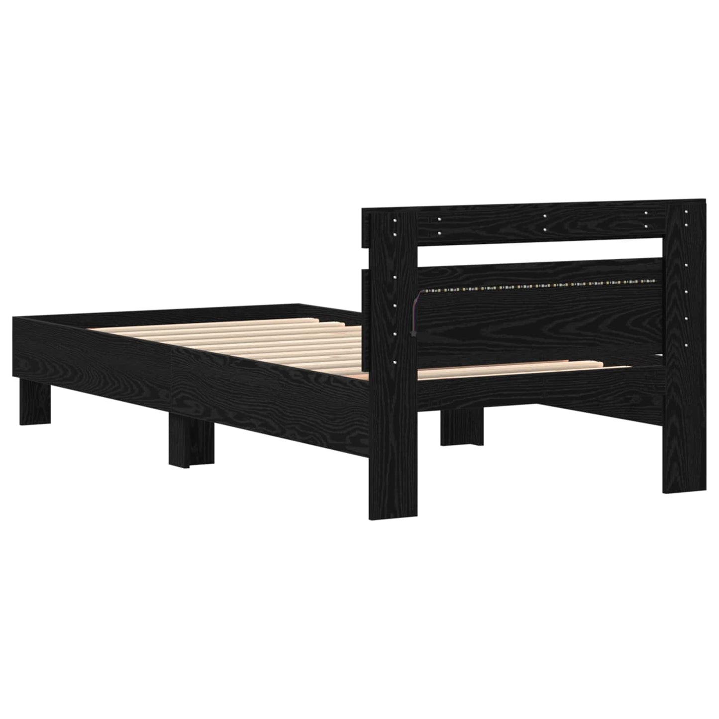 vidaXL Σκελετός Κρεβατιού Μαύρη Οξυά 75 x 190 cm Επεξεργασμένο ξύλο