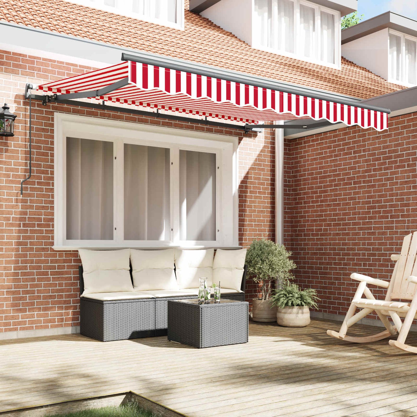 vidaXL Αναδιπλούμενη τέντα Κόκκινο 250 x 200 cm ύφασμα