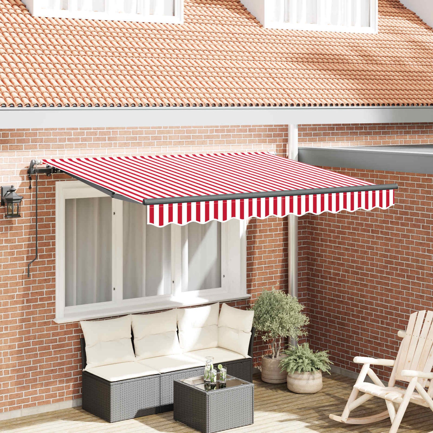 vidaXL Αναδιπλούμενη τέντα Κόκκινο 250 x 200 cm ύφασμα