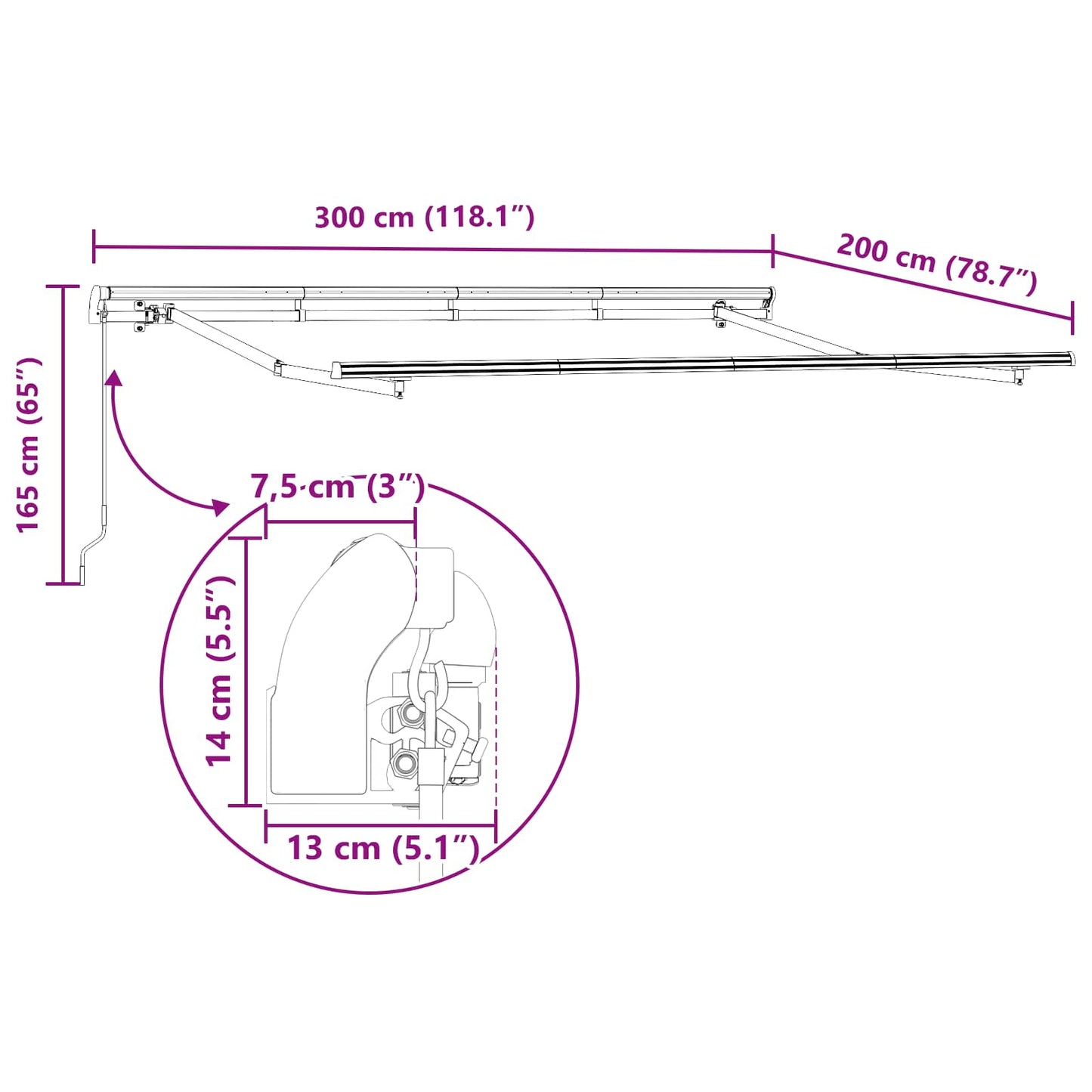 vidaXL Αναδιπλούμενη τέντα Κίτρινο 300 x 200 cm ύφασμα