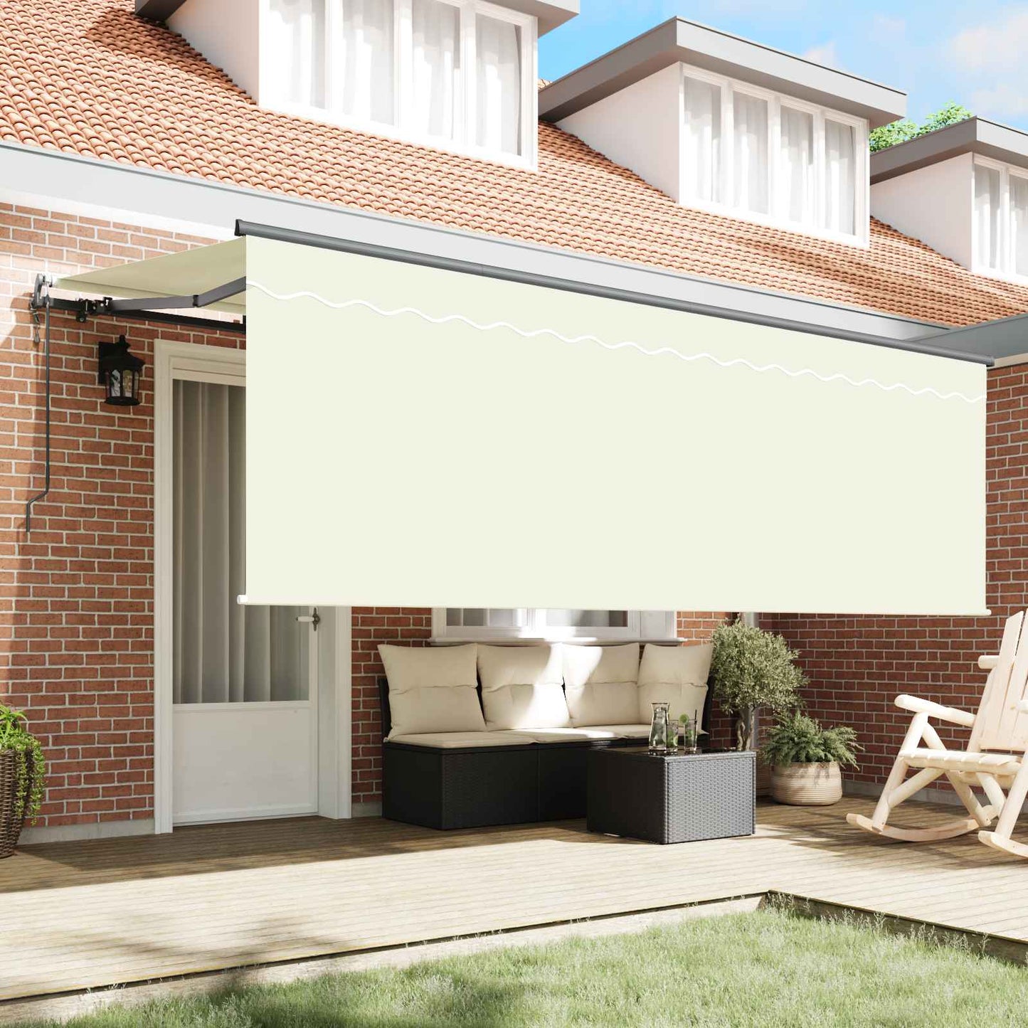 vidaXL Αναδιπλούμενη τέντα Κρεμ 350 x 200 cm Πολυεστέρας και Αλουμίνιο