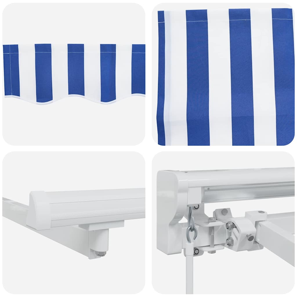 vidaXL Αναδιπλούμενη τέντα Μπλε και άσπρο 400 x 200 cm