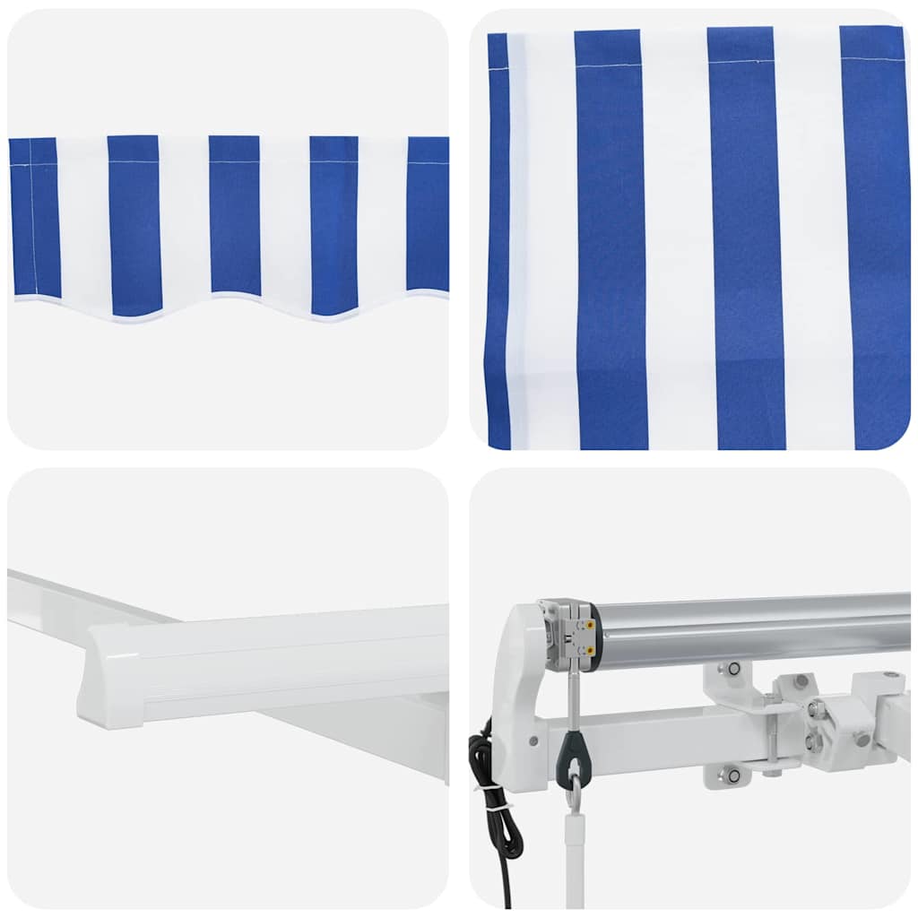 vidaXL Αναδιπλούμενη τέντα Μπλε και άσπρο 400 x 200 cm