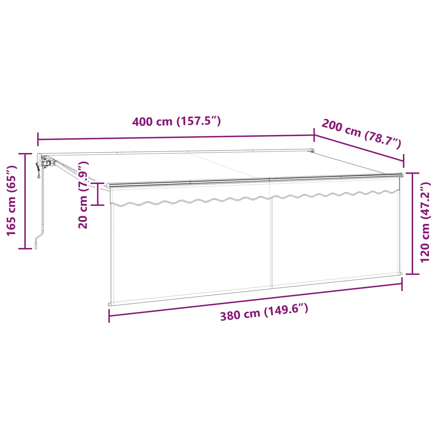 vidaXL Σκηνίτσα Αναδιπλούμενη Ανθρακί 400 x 200 cm