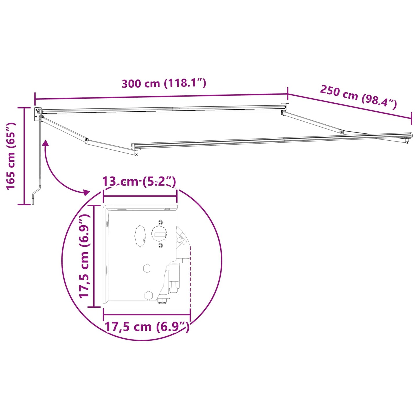 vidaXL Αναδιπλούμενη τέντα Κίτρινο 300 x 250 εκ