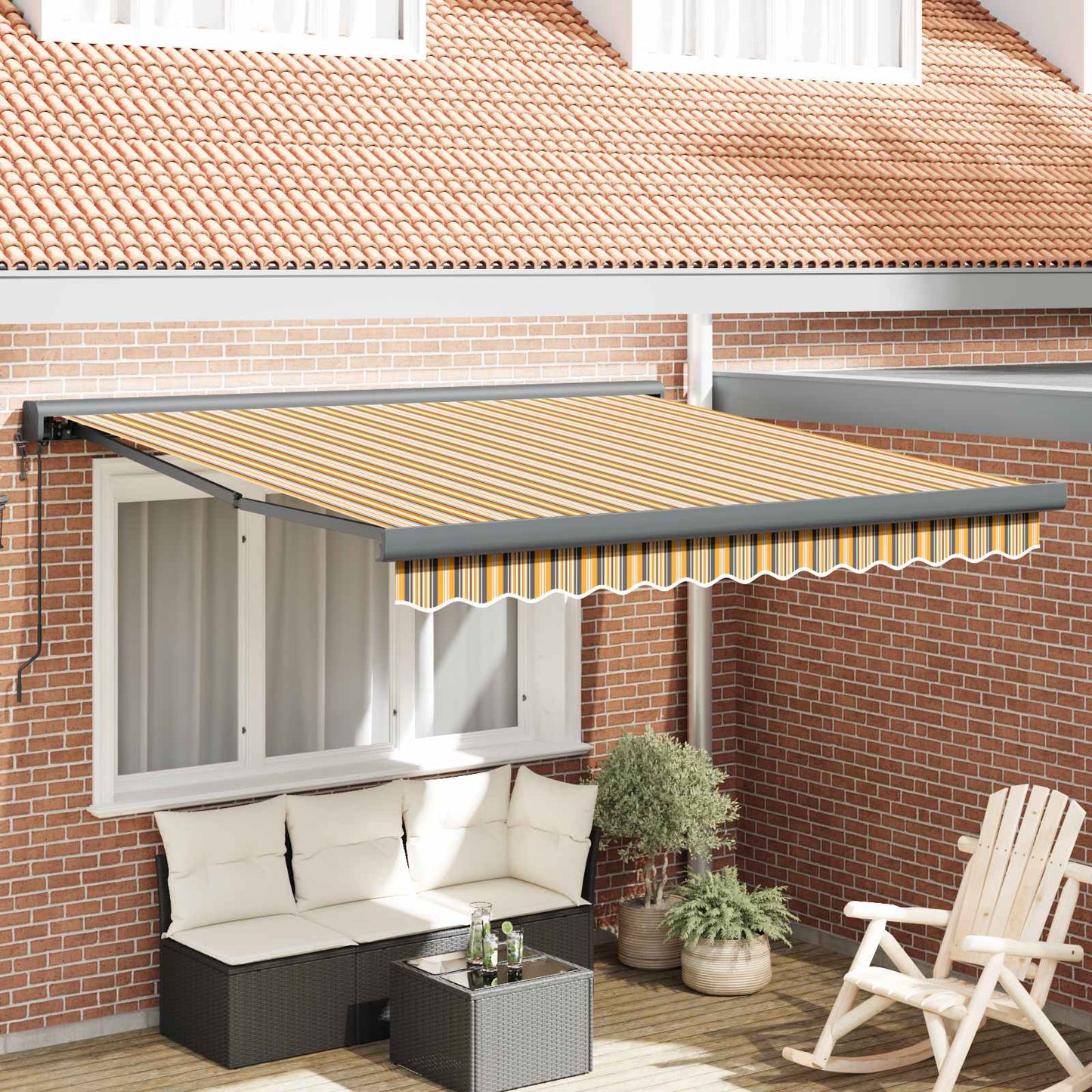 vidaXL Αυτόματη Ανασυρόμενη Τέντα Ριγέ 300x250 cm