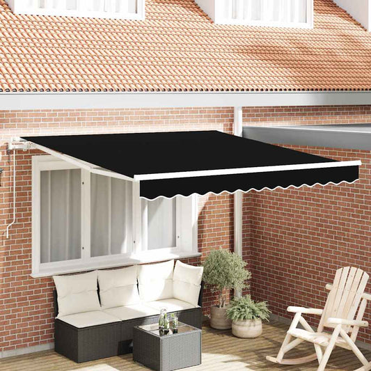 vidaXL Αυτόματη Ανασυρόμενη Τέντα Μαύρη 300x250 εκ.