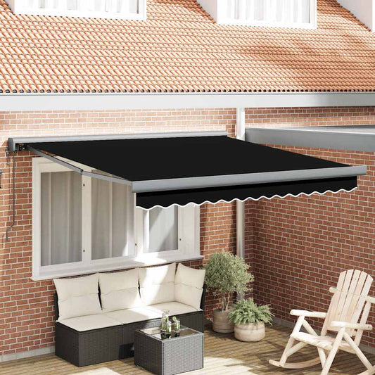 vidaXL Αυτόματη Ανασυρόμενη Τέντα Μαύρη 350x250 εκ.