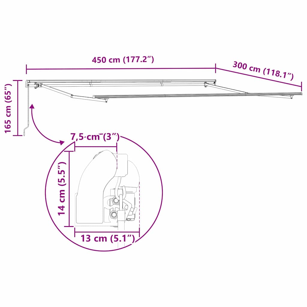 vidaXL Αντιανεμικό Πορτοκαλί και Καφέ 450 x 300 x 165 εκ