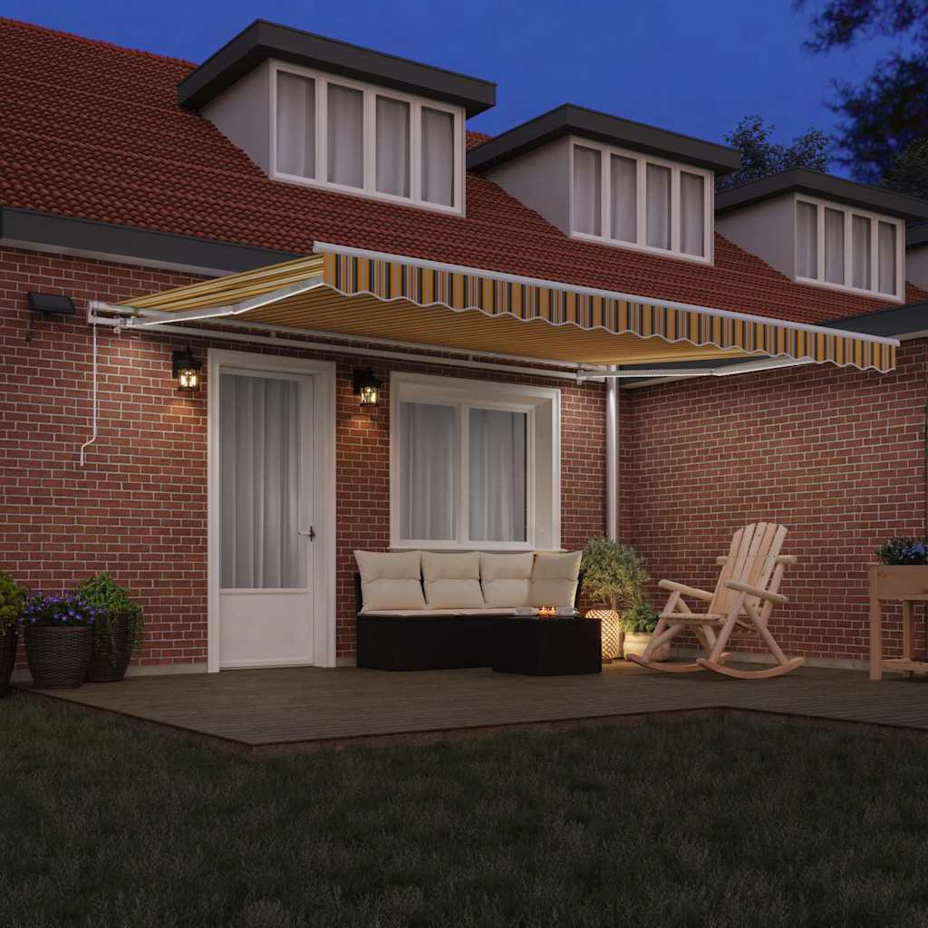 vidaXL Χειροκίνητη Αναδιπλούμενη Τέντα με LED Πολύχρωμη Ράγα 450x300 εκ.