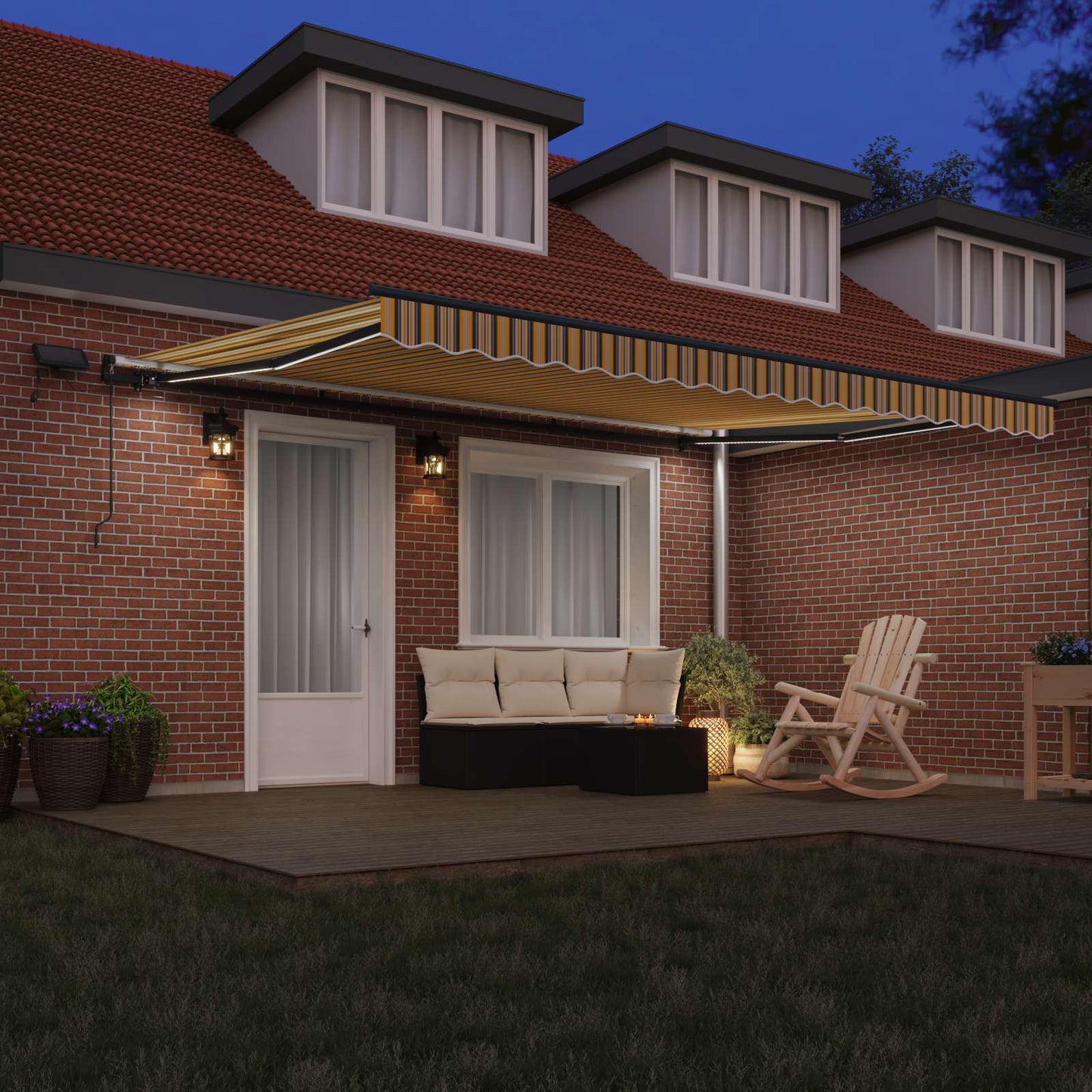 vidaXL Αναδιπλούμενη τέντα Πολύχρωμο 450 x 350 εκ Ύφασμα και αλουμίνιο